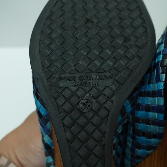 Pons Quintana Womens Woven Wedge Sandals Platform Peep Toe Blue Size 39 US 8.5 - Picture 6 of 8